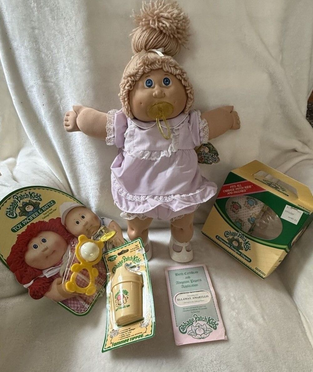 Cabbage Patch Kids Jesmar Spain Pacifier Dimples Blonde Blue Eyes Papers 85 LOT